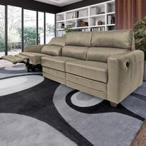 Sofá Sala de Cinema Elétrico Maldivas Reclinável Retrátil 4 Lugares 281cm Couro Avelã G40 - Gran Belo