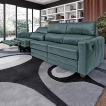 Sofá Sala de Cinema Elétrico Maldivas Reclinável Retrátil 4 Lugares 281cm Couro Azul Majestic G40 - Gran Belo