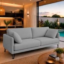 Sofá Sala de Estar Atena Fixo Pés de Ferro 234cm 4 Lugares Bouclê Cinza M1 - Monari Design