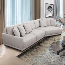 Sofá Sala de Estar Bipartido Design Moderno 310cm com Almofadas Pés de Ferro Rossi Linho Bege G93 - Gran Belo Sofá Sala de Estar Bipartido Design Moderno 310cm com Almofadas Pés de Ferro Rossi Linho Bege G93 - Gran Belo