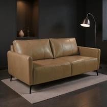 Sofá Sala de Estar Jolie 180cm 2 Almofadas Couro Manchado Mel G34 - Gran Belo