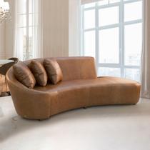 Sofá Sala de Estar Living Design Moderno 230cm com Almofadas Trinity Couro Brilhante Conhaque G93 - Gran Belo