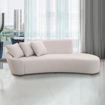 Sofá Sala de Estar Living Design Moderno 230cm com Almofadas Trinity Veludo Bege G93 - Gran Belo Sofá Sala de Estar Living Design Moderno 230cm com Almofadas Trinity Veludo Bege G93 - Gran Belo