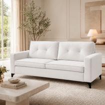Sofá Sala de Estar Marselha 210cm 3 Lugares Pés em Metal Bouclê Branco M1 - Monari Design Sofá Sala de Estar Marselha 210cm 3 Lugares Pés em Metal Bouclê Branco M1 - Monari Design