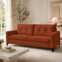 Sofá Sala de Estar Marselha 210cm 3 Lugares Pés em Metal Bouclê Terracota M1 - Monari Design Sofá Sala de Estar Marselha 210cm 3 Lugares Pés em Metal Bouclê Terracota M1 - Monari Design