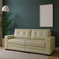 Sofá Sala de Estar Milano 4 Lugares Bipartido 260 cm em Couro Bege G58 - Gran Belo