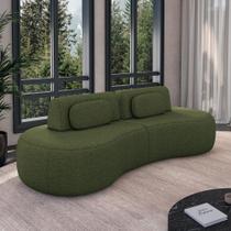 Sofá Sala de Estar Modulado França 240cm Encosto Articulável com Almofadas Linho Verde G45 - Gran Belo Sofá Sala de Estar Modulado França 240cm Encosto Articulável com Almofadas Linho Verde G45 - Gran Belo