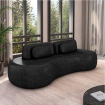 Sofá Sala de Estar Modulado França 240cm Encosto Articulável com Almofadas PU Preto G45 - Gran Belo Sofá Sala de Estar Modulado França 240cm Encosto Articulável com Almofadas PU Preto G45 - Gran Belo