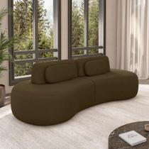 Sofá Sala de Estar Modulado França 240cm Encosto Articulável com Almofadas Veludo Marrom G45 - Gran Belo Sofá Sala de Estar Modulado França 240cm Encosto Articulável com Almofadas Veludo Marrom G45 - Gran Belo