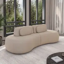 Sofá Sala de Estar Modulado França 280cm Encosto Articulável com Almofadas Veludo Bege G45 - Gran Belo Sofá Sala de Estar Modulado França 280cm Encosto Articulável com Almofadas Veludo Bege G45 - Gran Belo