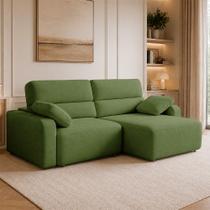Sofá Sala de Estar Polo Retrátil Reclinável Bipartido 240cm 4 Lugares Bouclê Verde Claro M1 - Monari Design Sofá Sala de Estar Polo Retrátil Reclinável Bipartido 240cm 4 Lugares Bouclê Verde Claro M1 - Monari Design