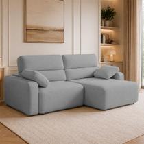 Sofá Sala de Estar Polo Retrátil Reclinável Bipartido 280cm 4 Lugares Bouclê Cinza M1 - Monari Design Sofá Sala de Estar Polo Retrátil Reclinável Bipartido 280cm 4 Lugares Bouclê Cinza M1 - Monari Design