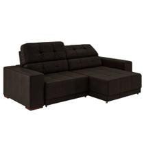 Sofá Sala de Estar Retrátil e Reclinável 3 Lugares Lisboa 230cm Couro Marrom - Gran Belo Sofá Sala de Estar Retrátil e Reclinável 3 Lugares Lisboa 230cm Couro Marrom - Gran Belo