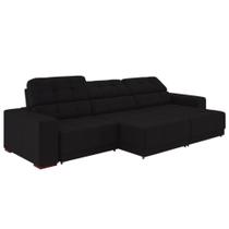 Sofá Sala de Estar Retrátil e Reclinável 5 Lugares Lisboa 320cm Couro Preto G58 - Gran Belo