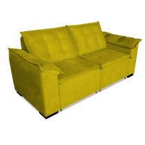 Sofá Sala Retrátil 2 Metros 3 Lugares Kiev Suede Amarelo - INCASA DECOR