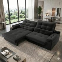 Sofá Santiago 2,00m (L) com Carregador USB e Porta Copos Retrátil e Reclinável - CIALAR MÓVEIS