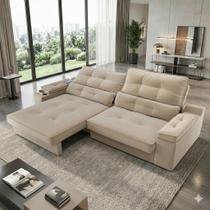 Sofá Santiago 2,00m (L) com Carregador USB e Porta Copos Retrátil e Reclinável - CIALAR MÓVEIS