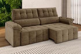 Sofá Santiago 2,20m Retrátil/Reclinável Suede Capuccino - XFlex Sofás Sofá Santiago 2,20m Retrátil/Reclinável Suede Capuccino - XFlex Sofás