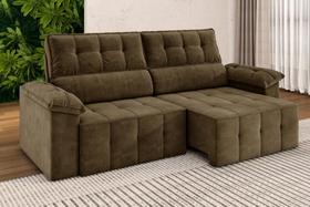 Sofá Santiago 2,20m Retrátil/Reclinável Suede Marrom - XFlex Sofás Sofá Santiago 2,20m Retrátil/Reclinável Suede Marrom - XFlex Sofás