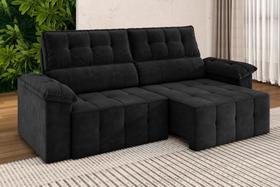 Sofá Santiago 2,20m Retrátil/Reclinável Suede Preto - XFlex Sofás Sofá Santiago 2,20m Retrátil/Reclinável Suede Preto - XFlex Sofás