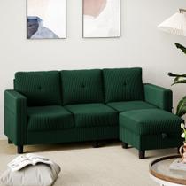 Sofá seccional Shintenchi 193 cm em L, verde, de linho Sofá seccional Shintenchi 193 cm em L, verde, de linho