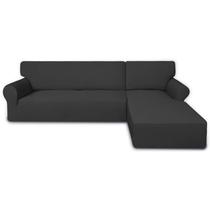 Sofá secional Slipcover PureFit Super Stretch cinza escuro Sofá secional Slipcover PureFit Super Stretch cinza escuro