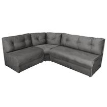 Sofá sem braço - Canto fixo - 6 Lugares - Encosto fixo - Suede liso - 3 módulos - Cinza - SOFABRICA C