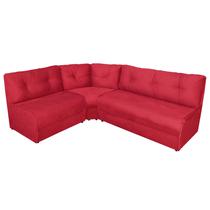 Sofá sem braço - Canto fixo - 6 Lugares - Encosto fixo - Suede liso - 3 módulos - Vermelho - SOFABRICA C