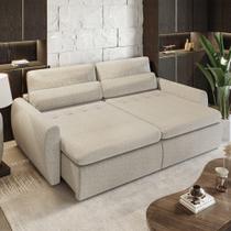 Sofá sem Caixa Orgânico Charlie 3 Lugares em Linho Turco Retrátil e Reclinável Vira Cama 2,10 Bege