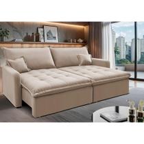 Sofá Sem Caixa Retrátil 1,80m SoftGel Luna. Velusoft Cama inBox