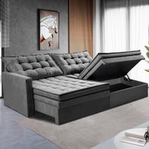 Sofá Sem Caixa Retrátil Baú 1,80m Cama inBox Secret Suede Velusoft Cinza Sofá Sem Caixa Retrátil Baú 1,80m Cama inBox Secret Suede Velusoft Cinza