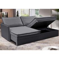 Sofá Sem Caixa Retrátil Baú 1,95m Lounge Linho Cinza Escuro CamainBox Sofá Sem Caixa Retrátil Baú 1,95m Lounge Linho Cinza Escuro CamainBox