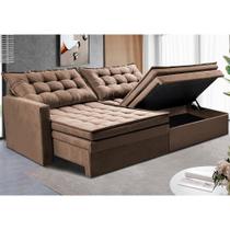 Sofá Sem Caixa Retrátil Baú 2,00m Cama inBox Secret Suede Velusoft Castor Sofá Sem Caixa Retrátil Baú 2,00m Cama inBox Secret Suede Velusoft Castor
