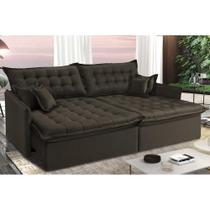 Sofá Sem Caixa Retrátil e Reclinável 1,55m Cama inBox Versátil Suede Velusoft Café Sofá Sem Caixa Retrátil e Reclinável 1,55m Cama inBox Versátil Suede Velusoft Café