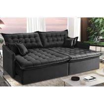 Sofá Sem Caixa Retrátil e Reclinável 1,55m Cama inBox Versátil Suede Velusoft Preto Sofá Sem Caixa Retrátil e Reclinável 1,55m Cama inBox Versátil Suede Velusoft Preto