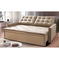 Sofá Sem Caixa Retrátil e Reclinável 1,65m Cama inBox Studio Suede Velusoft Bege