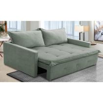 Sofá Sem Caixa Retrátil e Reclinável 1,65m com Molas Bianca Boucle Menta Madelina Decor