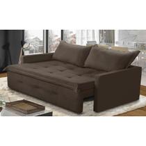 Sofá Sem Caixa Retrátil e Reclinável 1,65m com Molas Cloe Suede Marrom Kaleo Decor