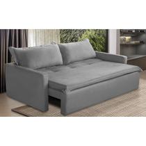 Sofá Sem Caixa Retrátil e Reclinável 1,65m com Molas Helena Suede Cinza Kaleo Decor