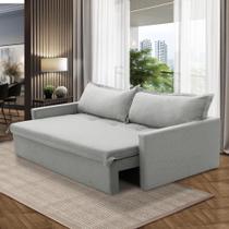 Sofá Sem Caixa Retrátil e Reclinável 1,65m com Molas Kiara Linho Cinza Adonai Estofados