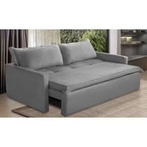 Sofá Sem Caixa Retrátil e Reclinável 1,65m com Molas Luzia Suede Cinza Madelina Decor