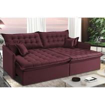 Sofá Sem Caixa Retrátil e Reclinável 1,75m Cama inBox Versátil Suede Velusoft Vinho Sofá Sem Caixa Retrátil e Reclinável 1,75m Cama inBox Versátil Suede Velusoft Vinho