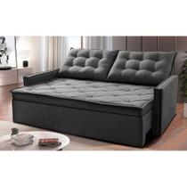 Sofá Sem Caixa Retrátil e Reclinável 1,85m Cama inBox Studio Suede Velusoft Cinza Sofá Sem Caixa Retrátil e Reclinável 1,85m Cama inBox Studio Suede Velusoft Cinza