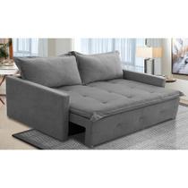 Sofá Sem Caixa Retrátil e Reclinável 1,85m com Molas Bianca Boucle Cinza Madelina Decor