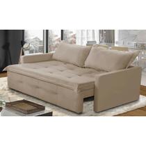 Sofá Sem Caixa Retrátil e Reclinável 1,85m com Molas Bianca Suede Bege Madelina Decor Sofá Sem Caixa Retrátil e Reclinável 1,85m com Molas Bianca Suede Bege Madelina Decor