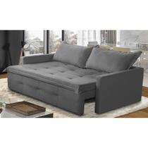 Sofá Sem Caixa Retrátil e Reclinável 1,85m com Molas Bianca Suede Cinza Madelina Decor Sofá Sem Caixa Retrátil e Reclinável 1,85m com Molas Bianca Suede Cinza Madelina Decor