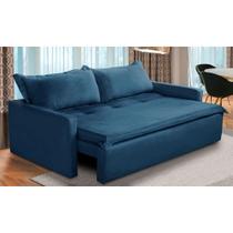 Sofá Sem Caixa Retrátil e Reclinável 1,85m com Molas Kiara Suede Azul Adonai Estofados Sofá Sem Caixa Retrátil e Reclinável 1,85m com Molas Kiara Suede Azul Adonai Estofados