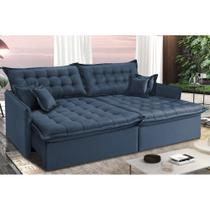 Sofá Sem Caixa Retrátil e Reclinável 1,95m Cama inBox Versátil Suede Velusoft Azul Sofá Sem Caixa Retrátil e Reclinável 1,95m Cama inBox Versátil Suede Velusoft Azul