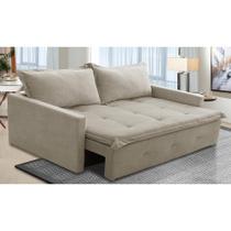 Sofá Sem Caixa Retrátil e Reclinável 2,00m com Molas Cloe Boucle Bege Kaleo Decor Sofá Sem Caixa Retrátil e Reclinável 2,00m com Molas Cloe Boucle Bege Kaleo Decor