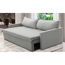 Sofá Sem Caixa Retrátil e Reclinável 2,00m com Molas Helena Linho Cinza Kaleo Decor